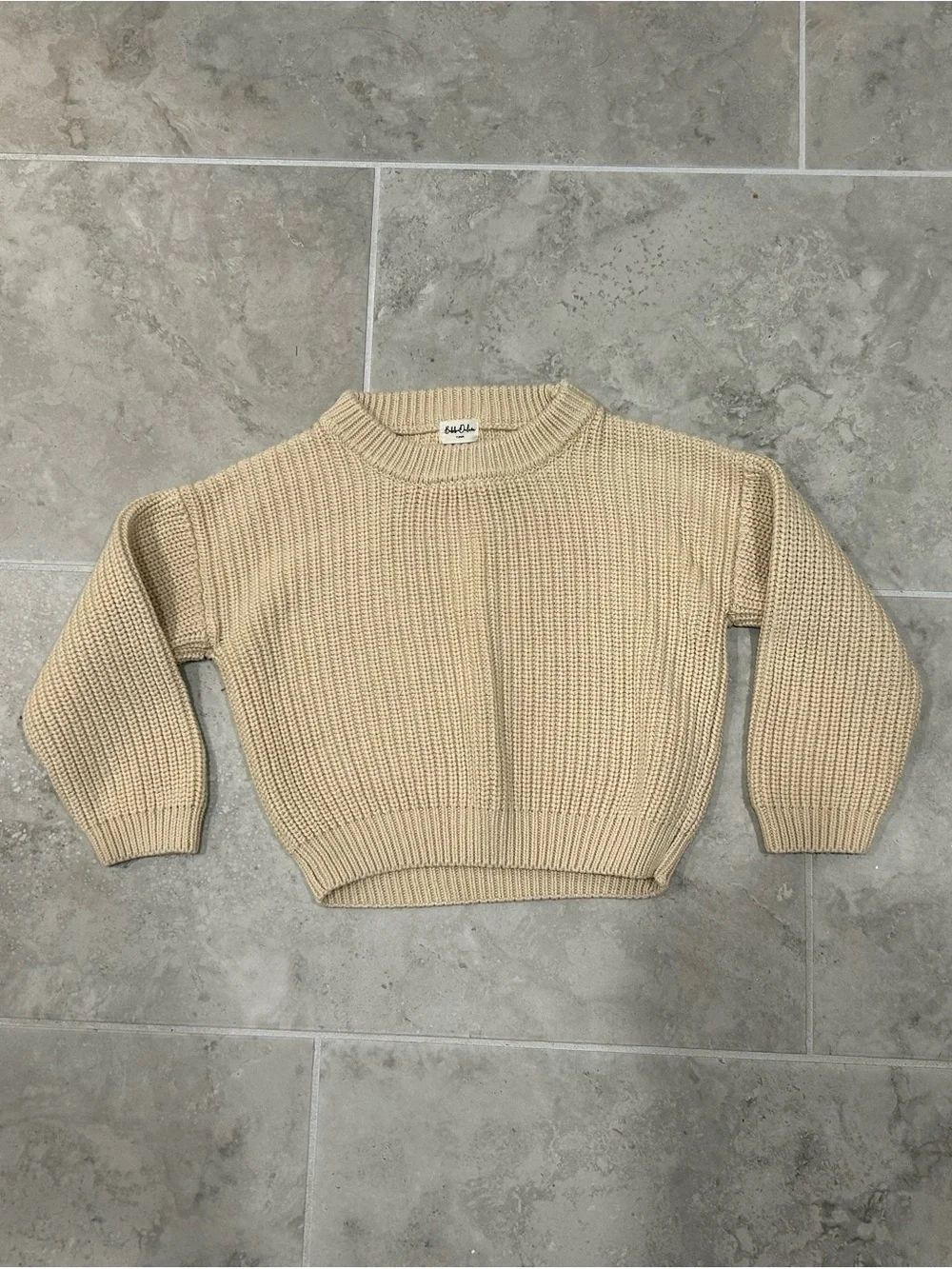 Toddler Bubba Deluxe Beige Ribbed Chunky Sweater